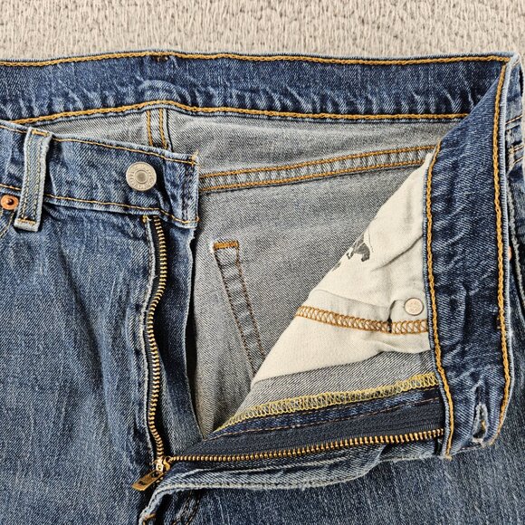 Levis Jeans Mens 36x30 505 Blue Straight Leg Zip Fly - Picture 5 of 16